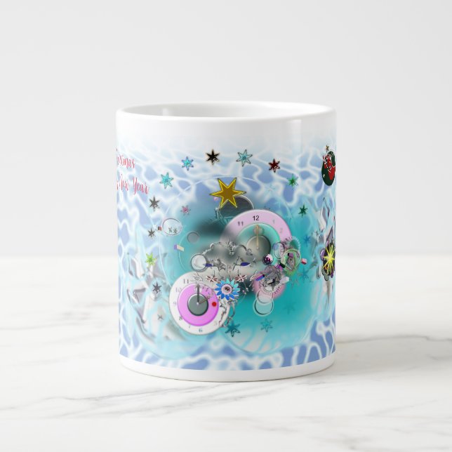 Merry Christmas Wind Santa Claus Sock Giant Coffee Mug (Front)