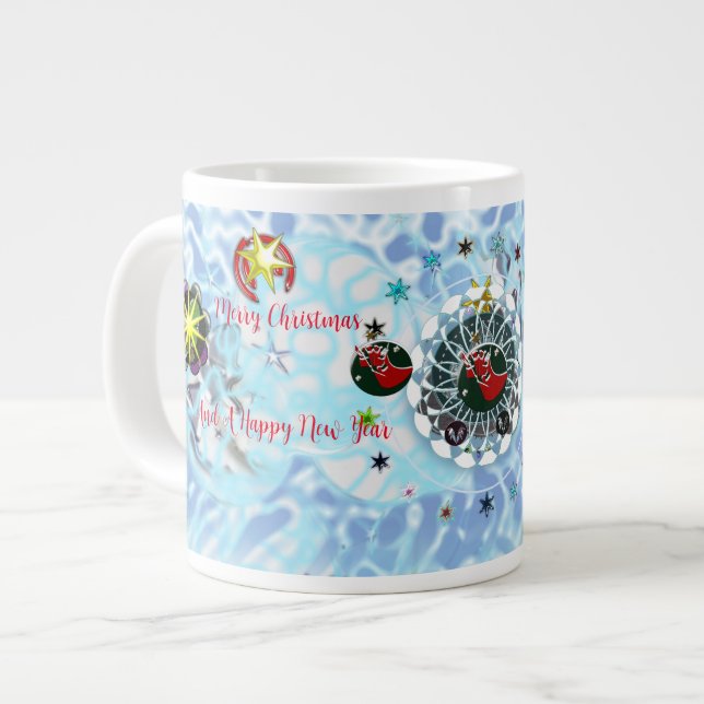 Merry Christmas Wind Santa Claus Sock Giant Coffee Mug (Front Left)
