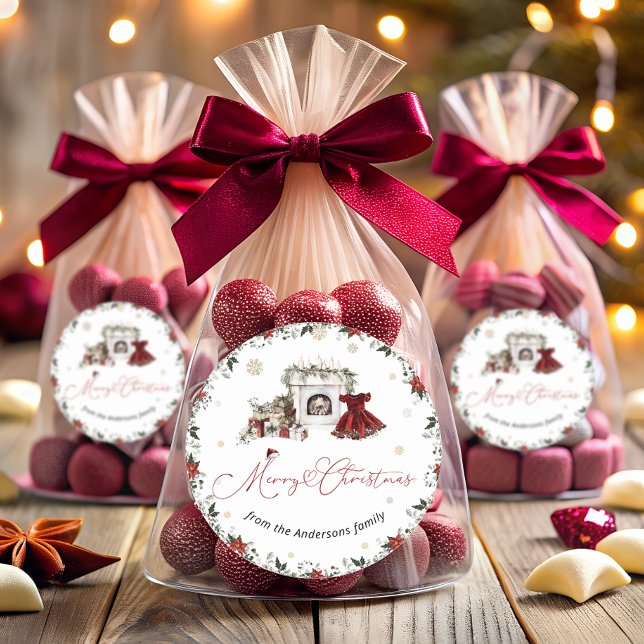 Merry Christmas Winter  Classic Round Sticker (Creator Uploaded)