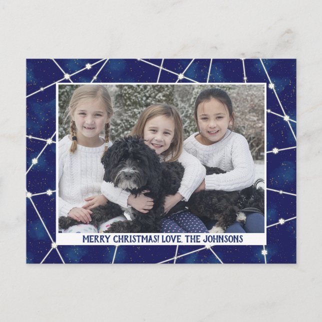 Merry Christmas Winter Constellation Family Photo Holiday Postcard (Front)