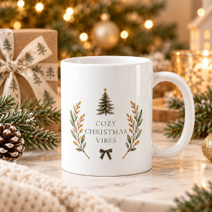 Merry Christmas Winter Cottage Olive Green Family Coffee Mug