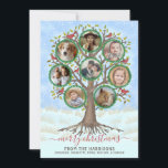 Merry Christmas Winter Family Tree 8 Photo Collage Holiday Card<br><div class="desc">Celebrate the Christmas season with these festive family tree photo cards. These pretty cards include 8 of your personalized photographs inside wreaths on an original, hand-drawn tree. The tree is surrounded by snow and has red birds sitting on its limbs. The text says, "Merry Christmas" with room for your custom...</div>