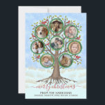 Merry Christmas Winter Family Tree 8 Photo Collage Holiday Card<br><div class="desc">Celebrate the Christmas season with these festive family tree photo cards. These pretty cards include 8 of your personalized photographs inside wreaths on an original, hand-drawn tree. The tree is surrounded by snow and has red birds sitting on its limbs. The text says, "Merry Christmas" with room for your custom...</div>