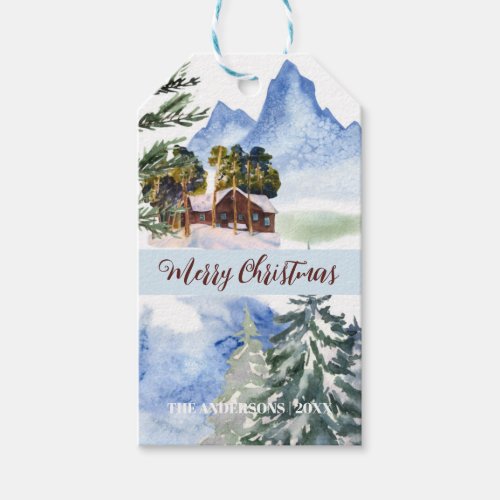 Merry Christmas Winter Forest Holiday Gift Tags