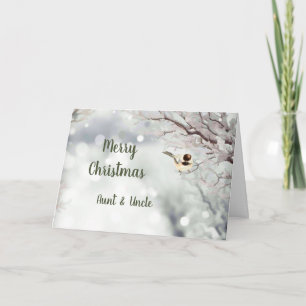 Merry Christmas Winter Frost Bird Aunt & Uncle Holiday Card