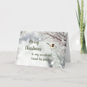 Merry Christmas Winter Frost Bird Friend & Family Holiday Card