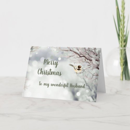 Merry Christmas Winter Frost Bird  Husband Holiday Card