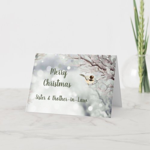 Merry Christmas Winter Frost Bird Sister  Brother Holiday Card