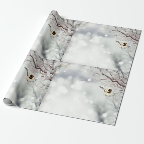 Merry Christmas Winter Frost Bird Traditional Wrapping Paper