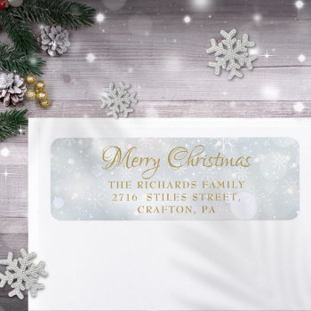 Merry Christmas Winter Frost Return Address Label by thisisnotmedesigns at Zazzle