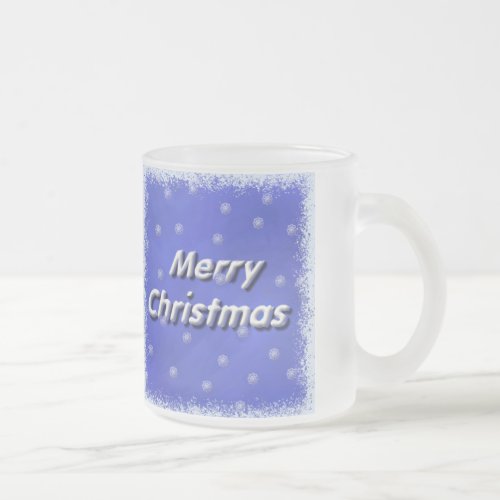 Merry Christmas Winter Frosted Glass Coffee Mug