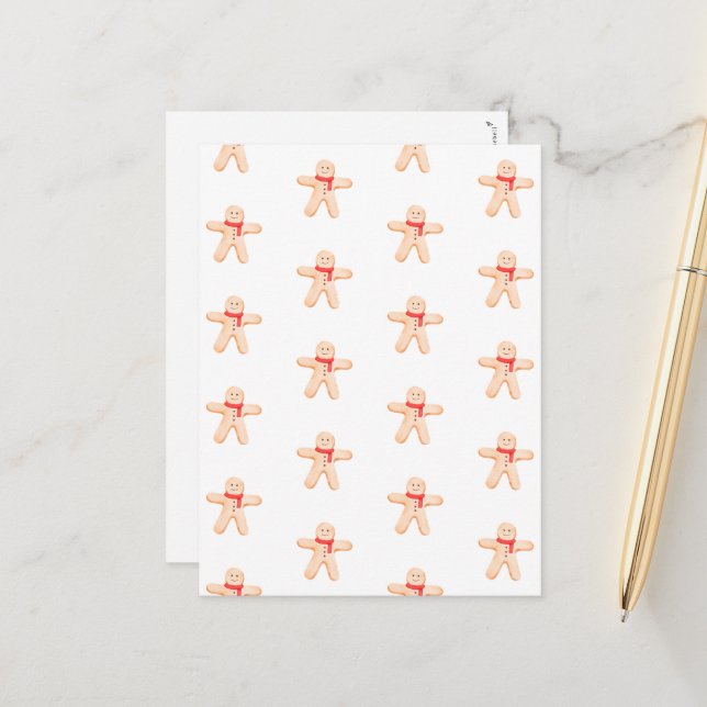 Merry Christmas Winter gingerbread man card (Front/Back In Situ)