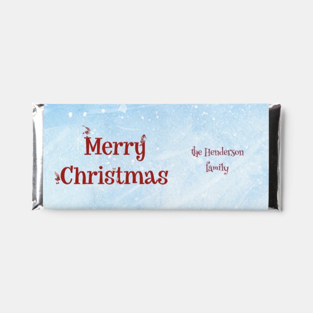 Merry Christmas Winter Gnome Snow Personalized  Hershey Bar Favors (Front)