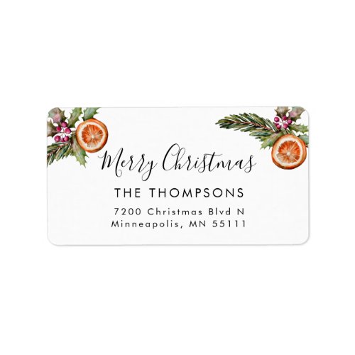 Merry Christmas Winter Greenery Return Address Label