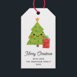Merry Christmas. Winter holiday cute funny tree Gift Tags<br><div class="desc">Christmas gift tag with cute funny winter holiday tree in green and red colors.</div>