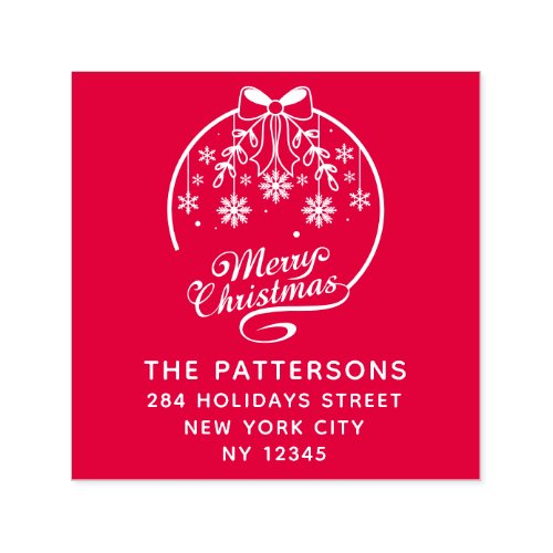 Merry Christmas Winter Holiday Name Return Address Self_inking Stamp