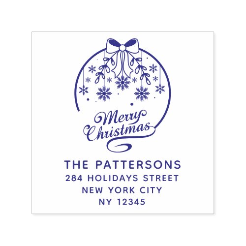 Merry Christmas Winter Holiday Name Return Address Self_inking Stamp