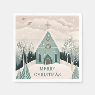 Merry Christmas Winter Holiday Religious Church Napkins
