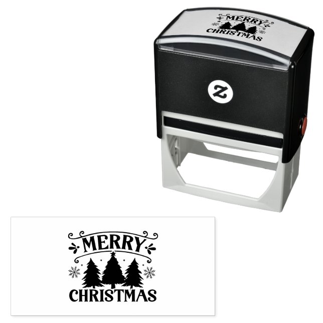 Merry Christmas Winter Holidays Trees Self-inking Stamp (In Situ)