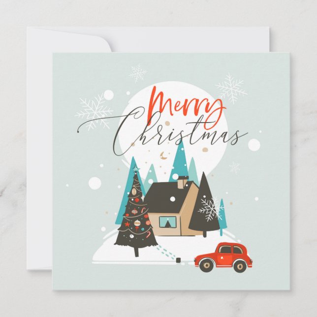 Merry Christmas Winter Home  Flat Card (Front)