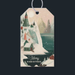 Merry Christmas. Winter mountain village landscape Gift Tags<br><div class="desc">Merry Christmas Tags with winter mountain nordic village landscape for Holiday gifts.</div>