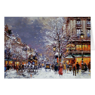 Merry Christmas. Winter Parisian Scene C Cards