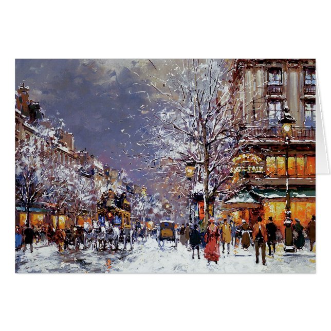 Merry Christmas. Winter Parisian Scene C Cards (Front Horizontal)