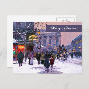 Merry Christmas. Winter Parisian Scene Holiday Postcard