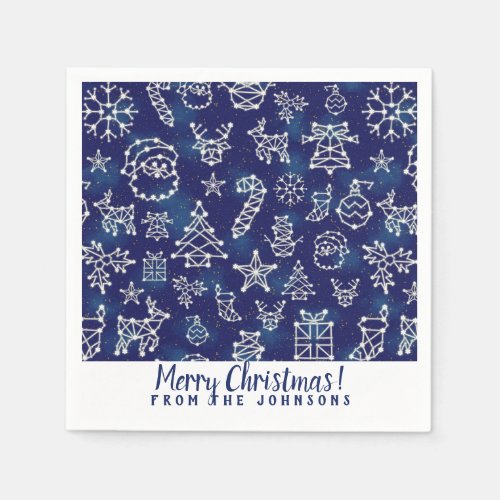 Merry Christmas Winter Party Constellations Blue Napkins