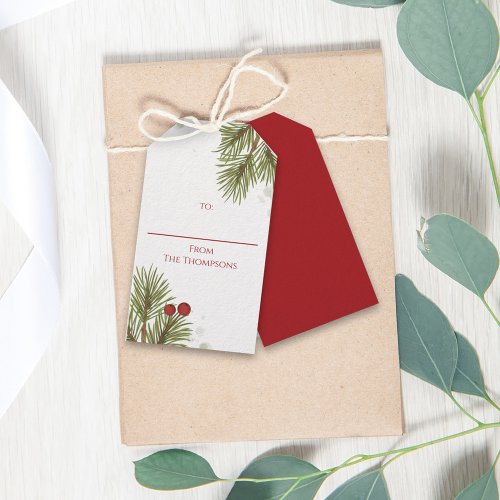Merry Christmas Winter Red Holly Berries Elegant Gift Tags
