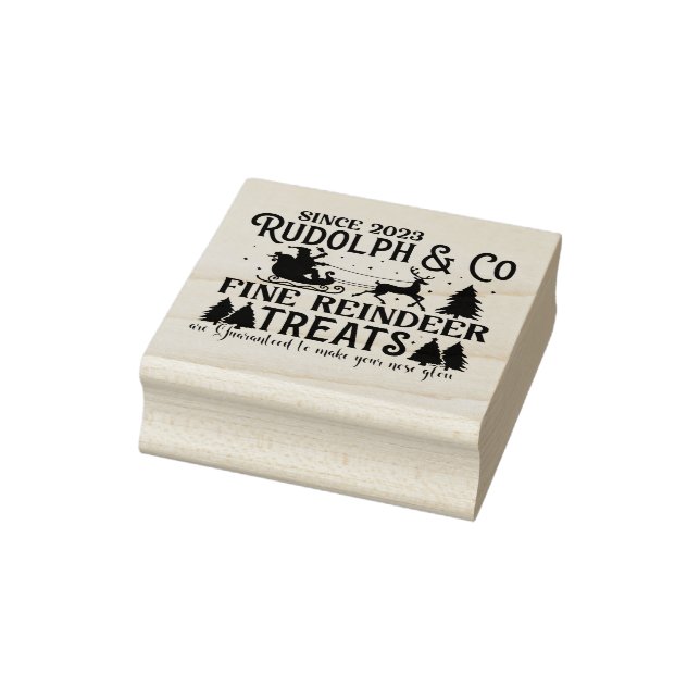 Merry Christmas Winter Rudolph Reindeer Rubber Stamp (Stamp)