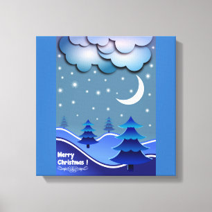 "MERRY CHRISTMAS" WINTER SCENE CANVAS PRINT