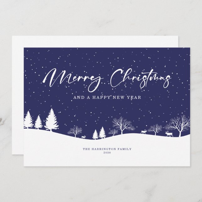 Merry Christmas Winter Scene Holiday Card (Front/Back)