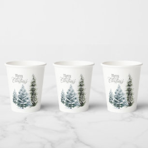 Merry Christmas Winter Scene Paper cup