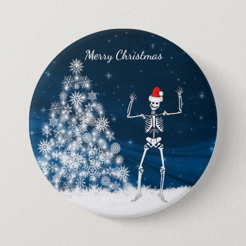 Merry Christmas winter scene  skeleton Button
