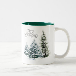Merry Christmas Winter Scene Two-Tone Coffee Mug