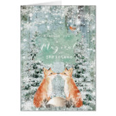 Merry Christmas winter snow foxes card (Front)