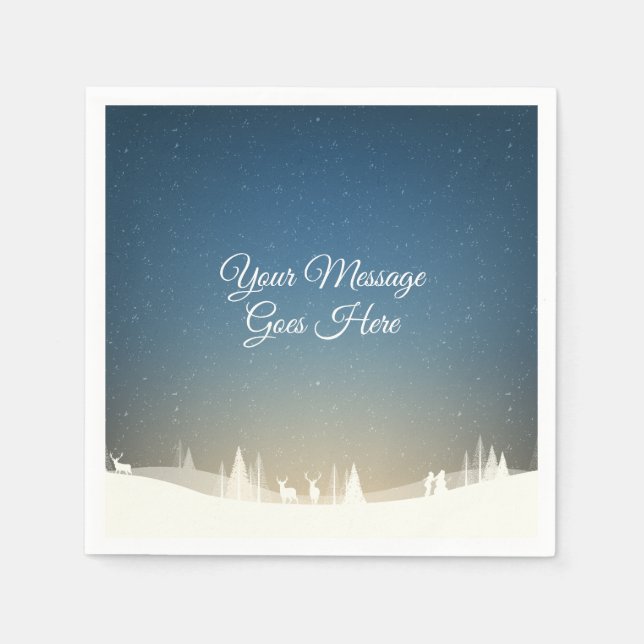  Merry Christmas Winter Snow Scene Personalized Napkins (Front)