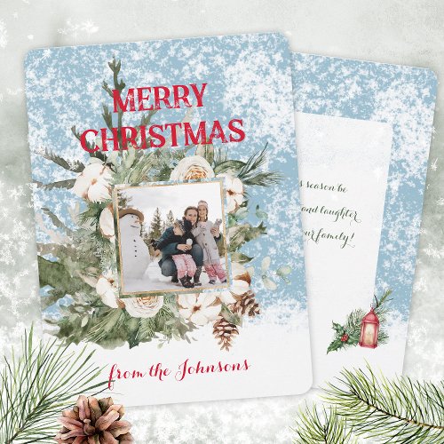  Merry Christmas Winter Snow Tree Holiday Card