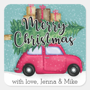 Merry Christmas Winter Snowflake Car Square Sticker
