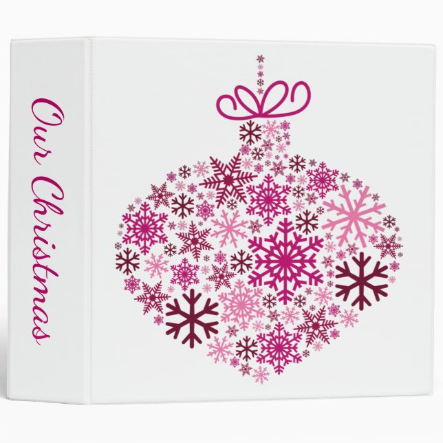 Merry Christmas Winter Snowflake Pattern 3 Ring Binder (Front/Spine)