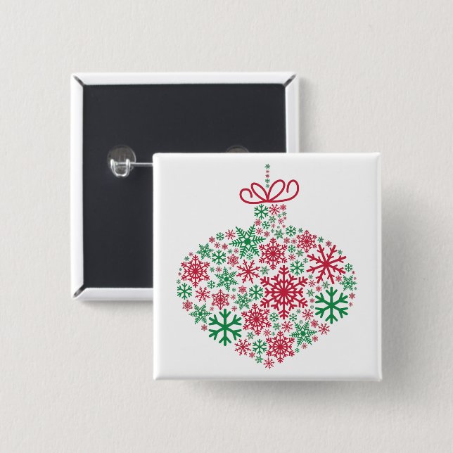 Merry Christmas Winter Snowflake Pattern Button (Front & Back)