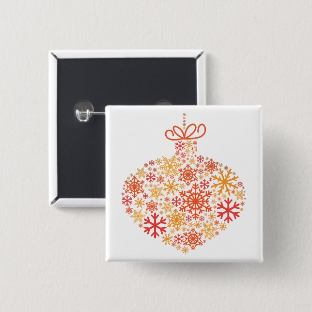 Merry Christmas Winter Snowflake Pattern Button (Front & Back)