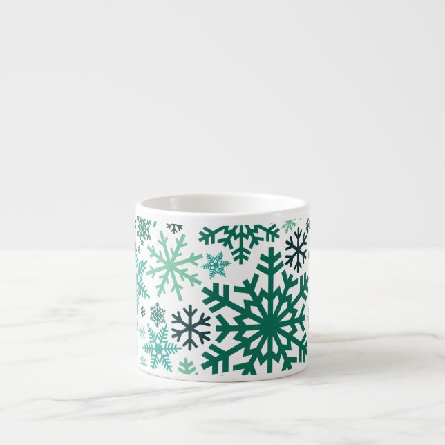 Merry Christmas Winter Snowflake Pattern Espresso Cup (Front)