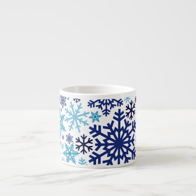 Merry Christmas Winter Snowflake Pattern Espresso Cup (Front)