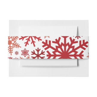 Merry Christmas Winter Snowflake Pattern Invitation Belly Band