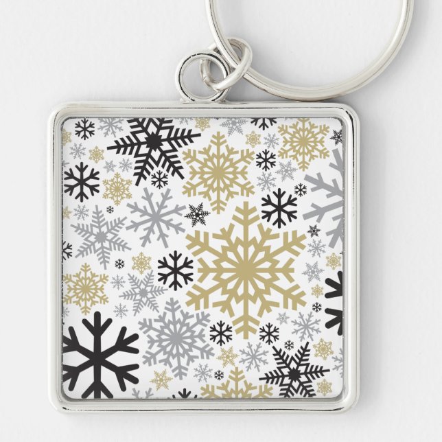 Merry Christmas Winter Snowflake Pattern Keychain (Front)
