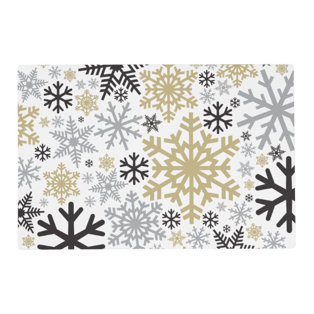 Merry Christmas Winter Snowflake Pattern Placemat (Back)