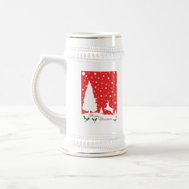Merry Christmas Winter Snowflakes Beer Stein (Left)