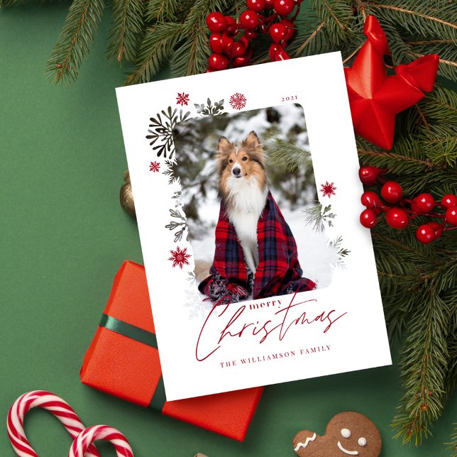 Merry Christmas Winter Snowflakes Family Photo Holiday Card (Merry Christmas Winter Snowflakes Family Photo Holiday Card)